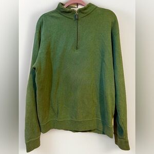 Men’s Large L Green Peter Millar Activewear Quarter Zip Soft Pullover Moc Neck